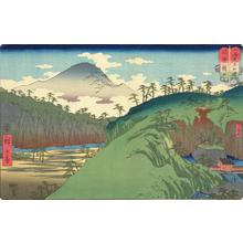 Utagawa Hiroshige: Dragon Mountain in Harima Province, no. 17 from the series Mountains and Seas in a Wrestling Tournament - University of Wisconsin-Madison
