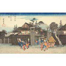 Utagawa Hiroshige: The Willow Tree at the Exit of Shimabara, from the series Famous Places in Kyoto - University of Wisconsin-Madison