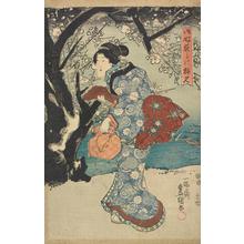 Japanese Print "Viewing Plum Blossoms by Moonlight" by Utagawa Kunisada, 歌川国貞 (Utagawa Kunisada)