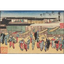 Utagawa Hiroshige: The Kyukensho District in the Shinmachi Section of Osaka, from a series of Views of Edo, Osaka, and Kyoto - University of Wisconsin-Madison