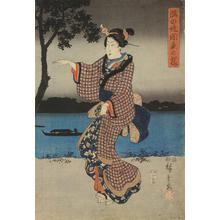 Utagawa Hiroshige: Cherry Blossoms at Night along the Sumida Embankment - University of Wisconsin-Madison