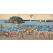 Utagawa Hiroshige: Pilgrims Visiting the Shrine of Benten at Enoshima in Sagami Province - University of Wisconsin-Madison