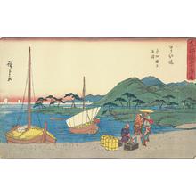 Utagawa Hiroshige: Ferries off Imagire near Maizaka, no. 31 from the series Fifty-three Stations of the Tokaido (Gyosho Tokaido) - University of Wisconsin-Madison
