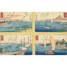 歌川広重: Returning Sails at Yabase, from the series Eight Views of Omi Province - ウィスコンシン大学マディソン校