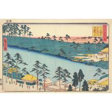 歌川広重: Juniso Pond at the Kumano Shrine at Tsunohazu in Yotsuya, from the series Famous Places in Edo - ウィスコンシン大学マディソン校