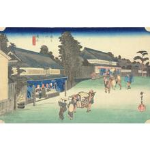 歌川広重: Arimatsu Tye-dyed Fabrics, a Famous Product of Narumi, no. 41 from the series Fifty-three Stations of the Tokaido (Hoeido Tokaido) - ウィスコンシン大学マディソン校