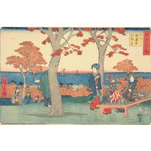 歌川広重: Viewing Autumn Foliage at Kaianji in Shinagawa, from the series Famous Places in Edo - ウィスコンシン大学マディソン校