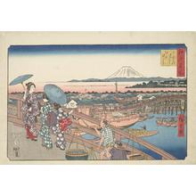 歌川広重: Nihon Bridge and Edo Bridge, from the series Famous Places in Edo - ウィスコンシン大学マディソン校
