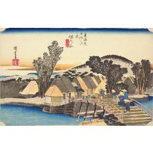 Utagawa Hiroshige: Shimmachi Bridge at Hodogaya, no. 5 from the series Fifty-three Stations of the Tokaido (Hoeido Tokaido) - University of Wisconsin-Madison