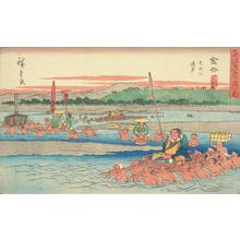 Utagawa Hiroshige: Clear Weather after Snow at Ejiri with a Distant View of Shimizu Harbor, no. 19 from the series Fifty-three Stations of the Tokaido (Gyosho Tokaido) - University of Wisconsin-Madison