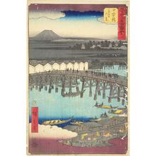 Japanese Print "Dawn Clouds at Nihon Bridge, no. 1 from the series Pictures of the Famous Places on the Fifty-three Stations (Vertical Tokaido)" by Utagawa Hiroshige, 歌川広重 (Utagawa Hiroshige)