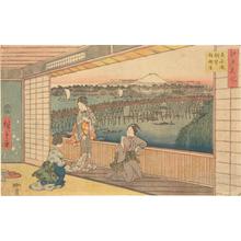 Utagawa Hiroshige: Restaurant with a View of Ryogoku Bridge, from the series Famous Places in Edo - University of Wisconsin-Madison