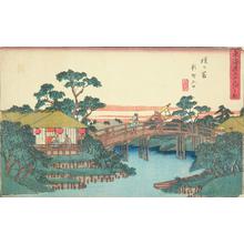 Utagawa Hiroshige: The Entrance to Shimmachi at Hodogaya, no. 5 from the series Fifty-three Stations of the Tokaido (Gyosho Tokaido) - University of Wisconsin-Madison