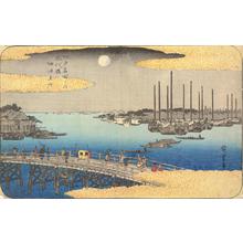 歌川広重: Eitai Bridge and Fishing Boats Off Tsukuda Island, from the series Famous Places in Edo - ウィスコンシン大学マディソン校