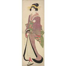 菊川英山: Standing Geisha with a Toothpick in Her Mouth - ウィスコンシン大学マディソン校