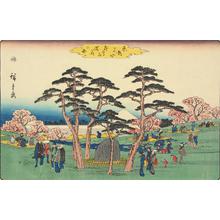 歌川広重: Cherry Trees in Full Bloom at Asuka Hill, from the series Famous Places in the Eastern Capital - ウィスコンシン大学マディソン校