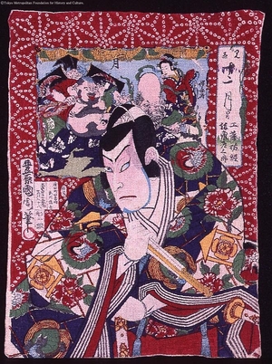 Toyohara Kunichika: Parodies for the Twelve Months: First Month-Bando Hikosaburo as Kudo Suketsune - Edo Tokyo Museum