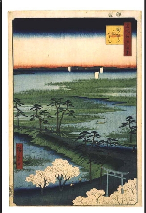 Japanese Print "One Hundred Famous Views of Edo: Motohachiman Shrine at Suna Village" by Utagawa Hiroshige, 歌川広重 (UTAGAWA Hiroshige)