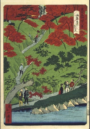 一景: Forty-Eight Famous Views of Tokyo: Maple Trees at Kaian-ji Temple - 江戸東京博物館