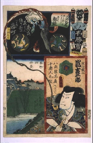 Utagawa Kunisada: The Flowers of Edo with Pictures of Famous Sights: 'Man' Brigade, First Squad - Edo Tokyo Museum
