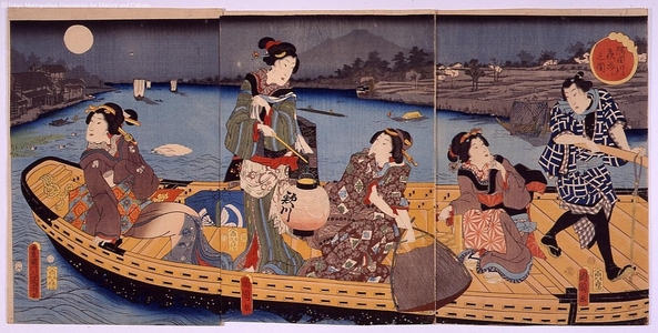 Toyohara Kunichika: Strolling at Night Along the Sumida River: 1 - Edo Tokyo Museum