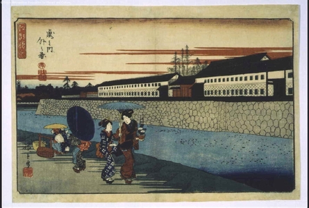 歌川広重: Scenic Views of Edo: Outside Toranomon Gate - 江戸東京博物館