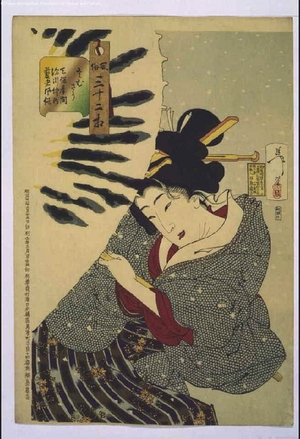 月岡芳年: Thirty-Two Daily Scenes: 'Looks Cold', Mannerisms of a Fukagawa Nakamachi Geisha from the Tenpo Period - 江戸東京博物館
