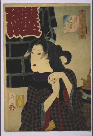 Tsukioka Yoshitoshi: Thirty-Two Daily Scenes: 'Looks Impatient', Mannerisms of a Fireman's Wife from the Kaei Period - Edo Tokyo Museum