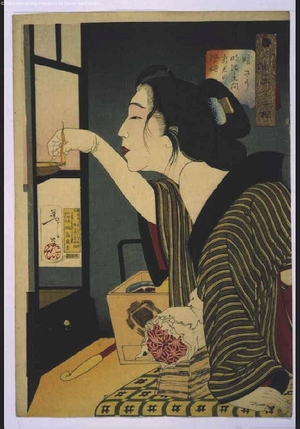 Tsukioka Yoshitoshi: Thirty-Two Daily Scenes: 'Looks Gloomy' Mannerisms of a Geisha in the Meiji Period - Edo Tokyo Museum