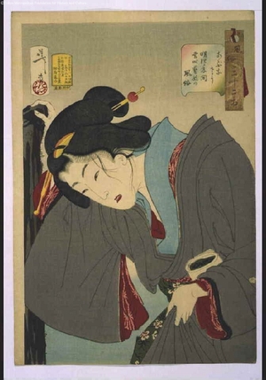 月岡芳年: Thirty-Two Daily Scenes: 'Looks Precarious' Mannerisms of a Geisha in the Meiji Period - 江戸東京博物館