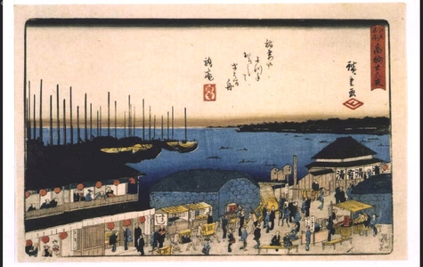 Utagawa Hiroshige, 歌川広重 (UTAGAWA Hiroshige)による浮世絵「Famous Places in Edo: Waiting for the Moon on the Twenty-sixth at Takanawa」