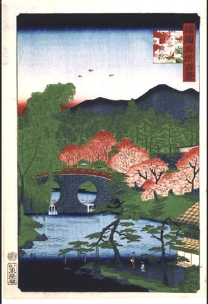 二歌川広重: One Hundred Views of Famous Places in the Provinces: The Meganebashi Bridge at Otani, Yamashiro - 江戸東京博物館