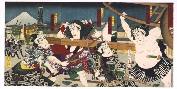 歌川国貞三代: Kami-no-Megumi Wago no Torikumi (Kabuki Play) - 江戸東京博物館