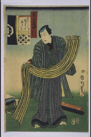 豊原国周: The Seven Lucky Gods Depicted as Merchants: Jurojin - 江戸東京博物館