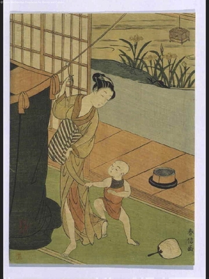 鈴木春信: Mother and Child Hanging Mosquito Net - 江戸東京博物館