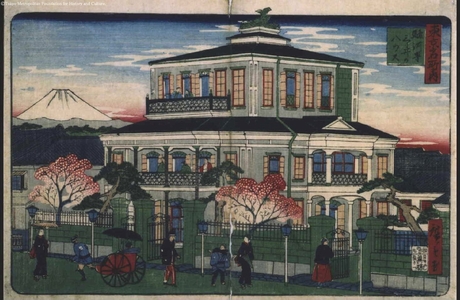 三代目歌川広重: Famous Views of Tokyo: The House of Mitsui, Suruga-cho - 江戸東京博物館