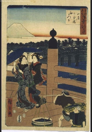 Utagawa Hiroshige: Famous Views of Annual Events in the Eastern Capital: First Bonito of the Season at Nihonbashi, Fourth Month - Edo Tokyo Museum