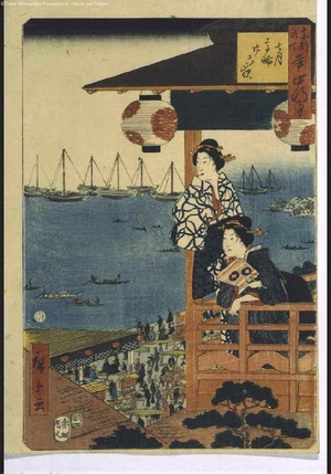 Utagawa Hiroshige: Famous Views of Annual Events in the Eastern Capital: Takanawa on the Evening of VII:26 - Edo Tokyo Museum