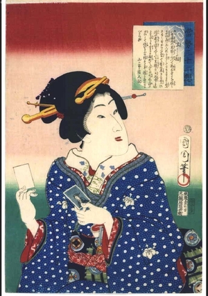 Toyohara Kunichika: Today�fs Approach to the 32 Attributes: Photographs - Edo Tokyo Museum