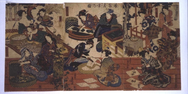 UTAGAWA Sadatora: Raising Silkworms - Edo Tokyo Museum