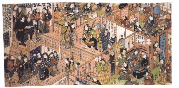Utagawa Kunisada: The Third Floor of the Nakamuraza Theater - Edo Tokyo Museum