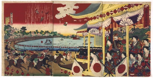 Toyohara Chikanobu: Horse Races by Shinobazu Pond, Ueno - Edo Tokyo Museum