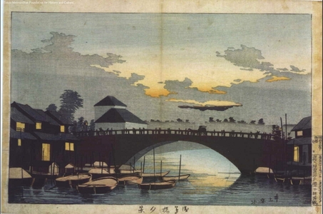 井上安治: Evening Glow over Asakusa Bridge - 江戸東京博物館