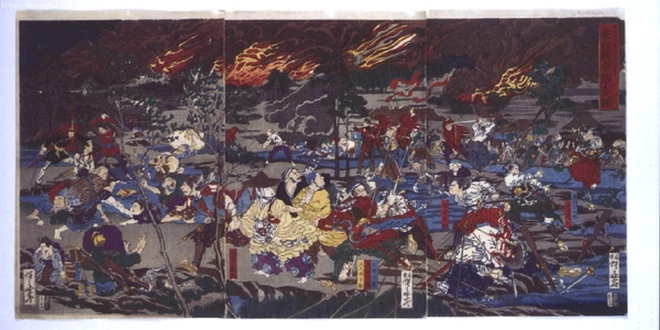 河鍋暁斎: The Battle of Ueno: Defeat - 江戸東京博物館