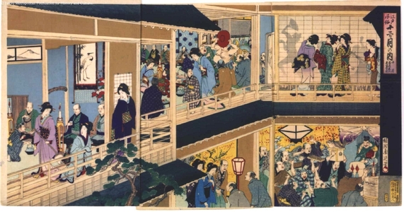 豊原周延: Annual Edo Customs: Tenth Month, Prosperous Merchants Worship the God of Wealth - 江戸東京博物館