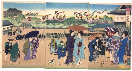 豊原周延: Annual Edo Customs: Seventh Month, Tanabata Festival at Sujikai Mitsuke Crossroads - 江戸東京博物館