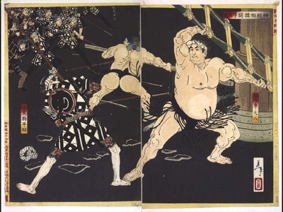 Tsukioka Yoshitoshi: The Sumo Tournament at Shimei Shrine - Edo Tokyo Museum