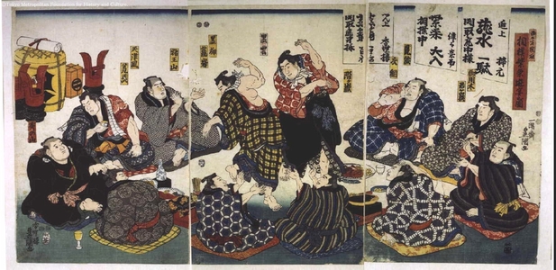 Utagawa Kunisada: Sekitori-rank Sumo Wrestlers Partying - Edo Tokyo Museum