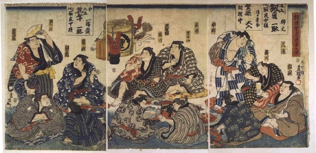 Utagawa Kunisada: Sumo Wrestlers Partying - Edo Tokyo Museum