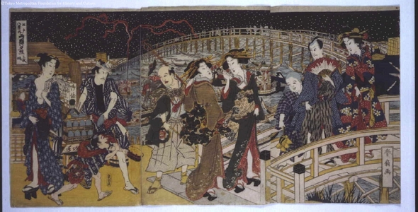 KATSUKAWA Syunsen: Eight Views of Edo: Evening Glow at Ryogoku - 江戸東京博物館